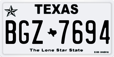 TX license plate BGZ7694