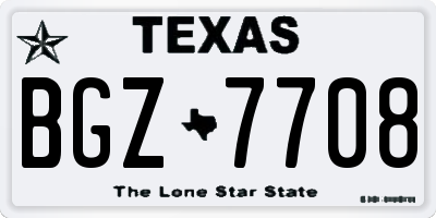 TX license plate BGZ7708