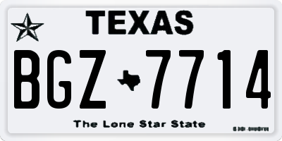 TX license plate BGZ7714