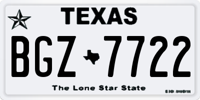 TX license plate BGZ7722