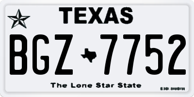 TX license plate BGZ7752