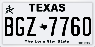 TX license plate BGZ7760