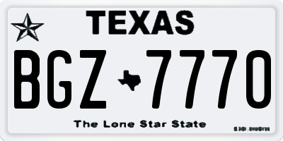 TX license plate BGZ7770