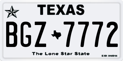 TX license plate BGZ7772