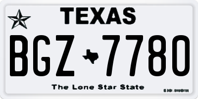 TX license plate BGZ7780