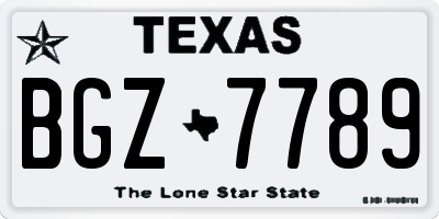 TX license plate BGZ7789