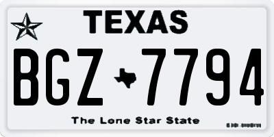 TX license plate BGZ7794