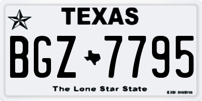 TX license plate BGZ7795