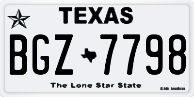 TX license plate BGZ7798