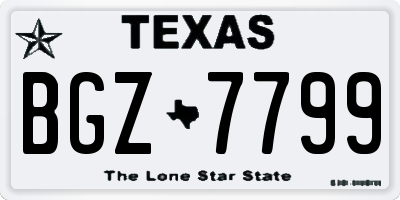 TX license plate BGZ7799
