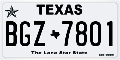 TX license plate BGZ7801