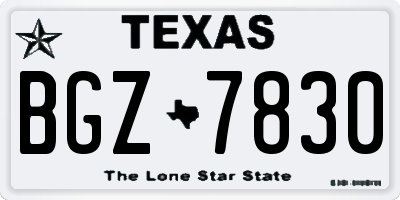 TX license plate BGZ7830