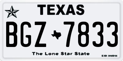 TX license plate BGZ7833