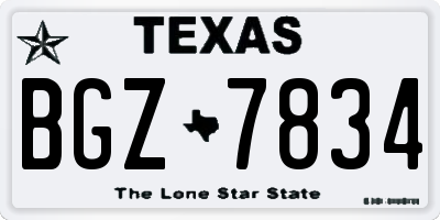 TX license plate BGZ7834
