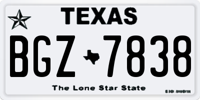 TX license plate BGZ7838