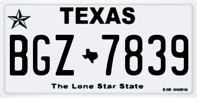 TX license plate BGZ7839