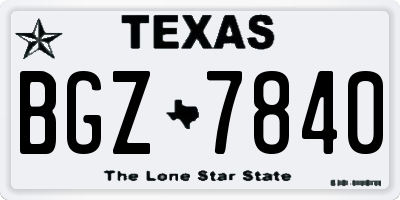 TX license plate BGZ7840
