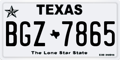 TX license plate BGZ7865