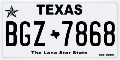 TX license plate BGZ7868