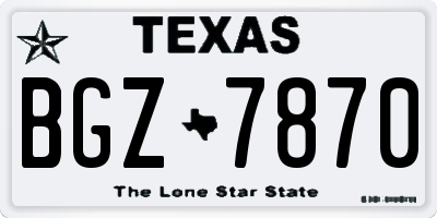 TX license plate BGZ7870