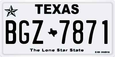 TX license plate BGZ7871