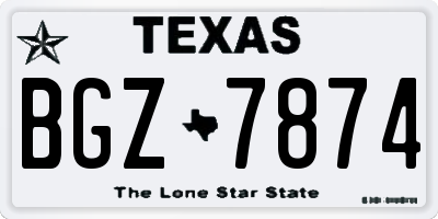 TX license plate BGZ7874