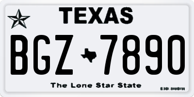 TX license plate BGZ7890