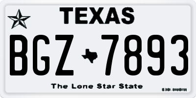 TX license plate BGZ7893
