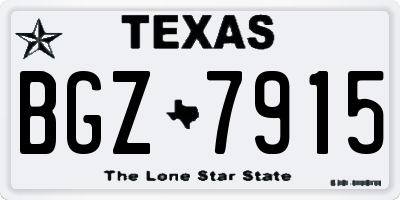 TX license plate BGZ7915