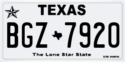 TX license plate BGZ7920