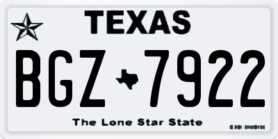TX license plate BGZ7922