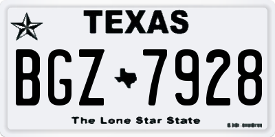 TX license plate BGZ7928