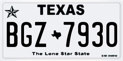 TX license plate BGZ7930