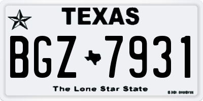 TX license plate BGZ7931