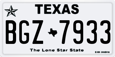 TX license plate BGZ7933