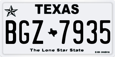 TX license plate BGZ7935