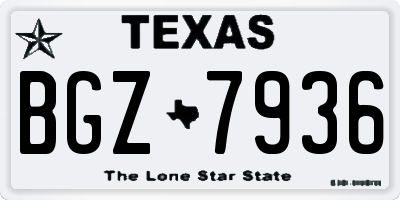 TX license plate BGZ7936