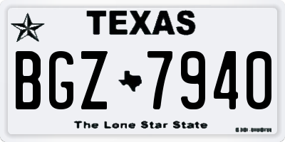 TX license plate BGZ7940