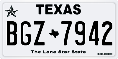 TX license plate BGZ7942