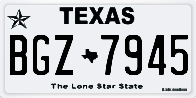 TX license plate BGZ7945