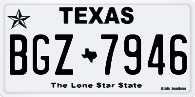 TX license plate BGZ7946