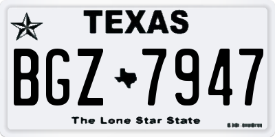 TX license plate BGZ7947