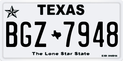 TX license plate BGZ7948