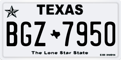 TX license plate BGZ7950