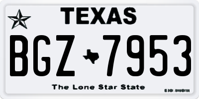 TX license plate BGZ7953