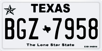 TX license plate BGZ7958