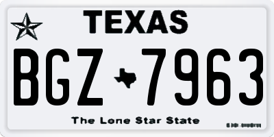 TX license plate BGZ7963