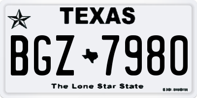 TX license plate BGZ7980