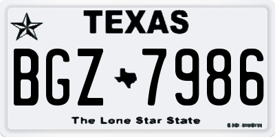 TX license plate BGZ7986