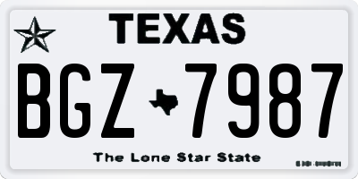 TX license plate BGZ7987